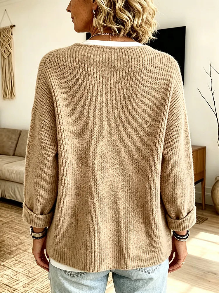 Henrietta | Cozy Ribbed Asymmetrical Knit Cardigan