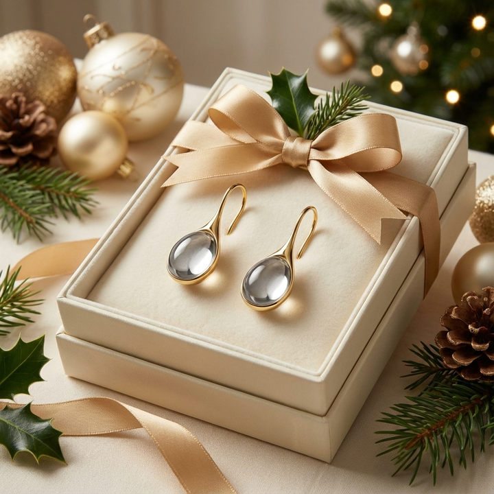 Elara - Golden Teardrop Earrings