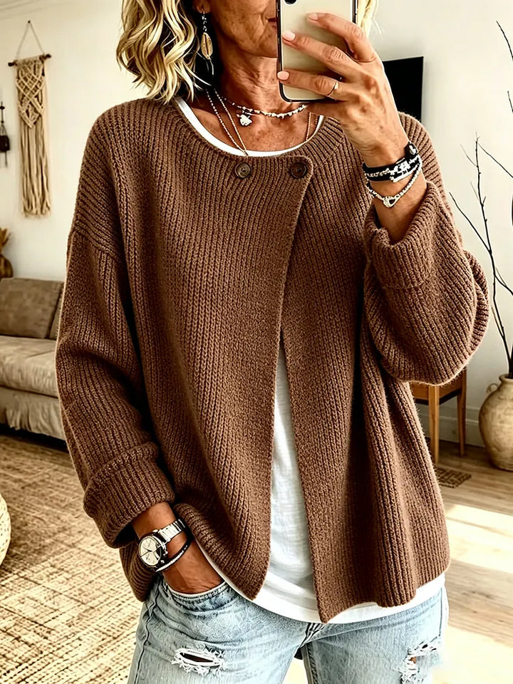Henrietta | Cozy Ribbed Asymmetrical Knit Cardigan