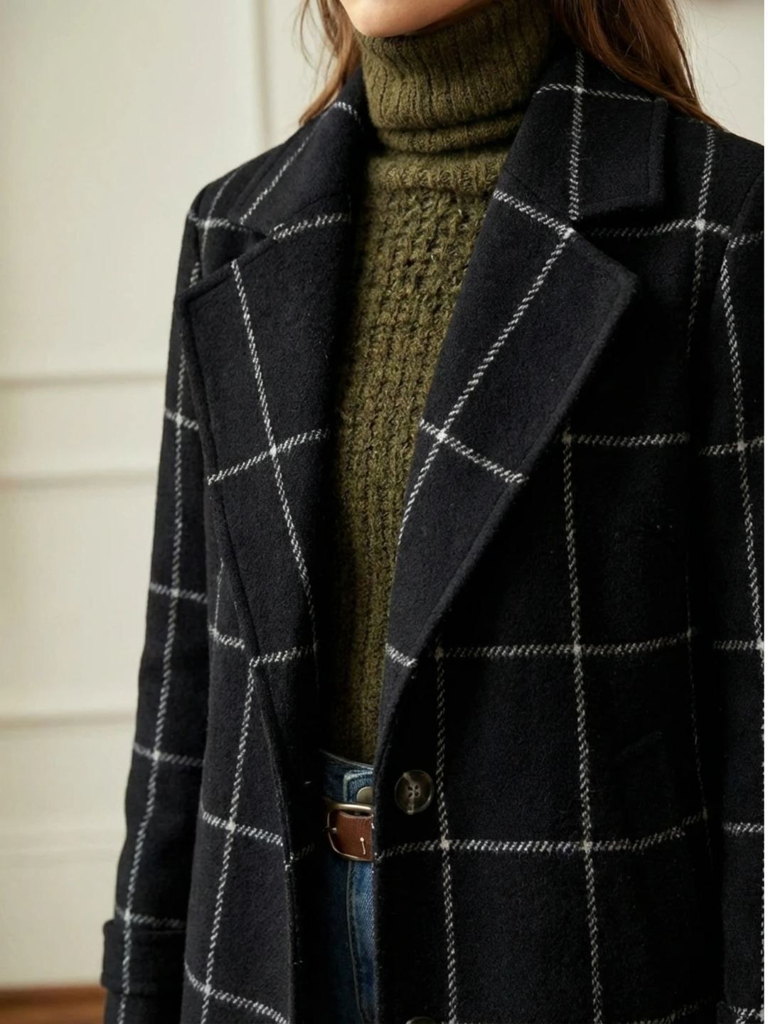 Elowen | Plaid Wool-Blend Long Coat