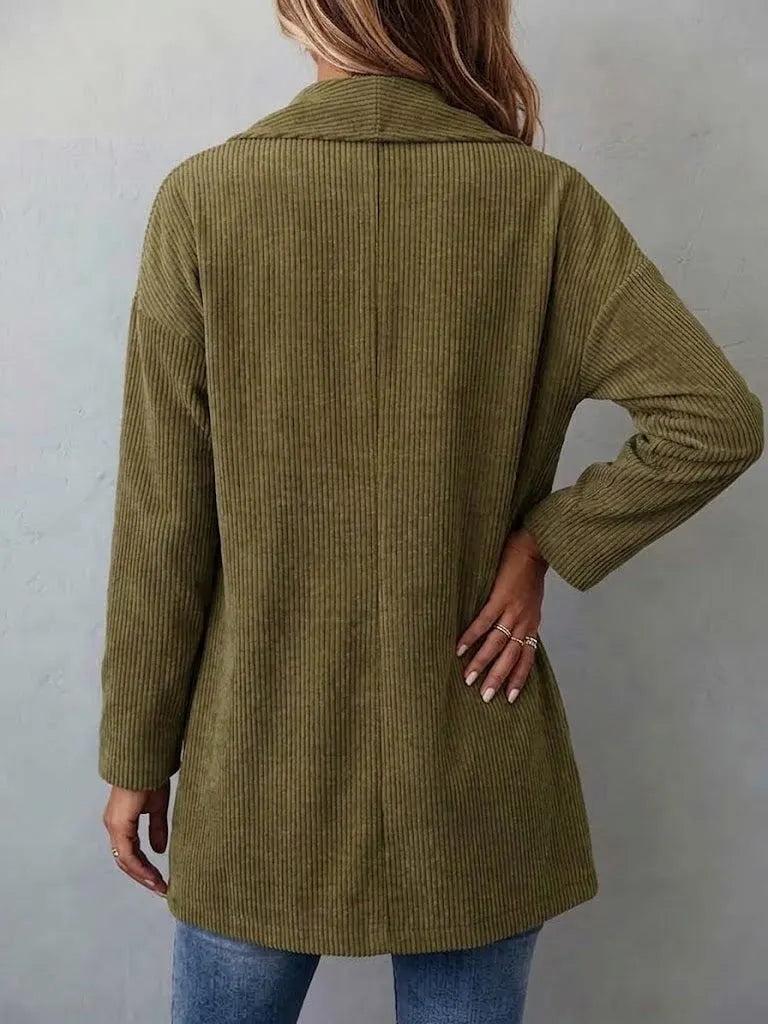 Single-Button Corduroy Jacket Green