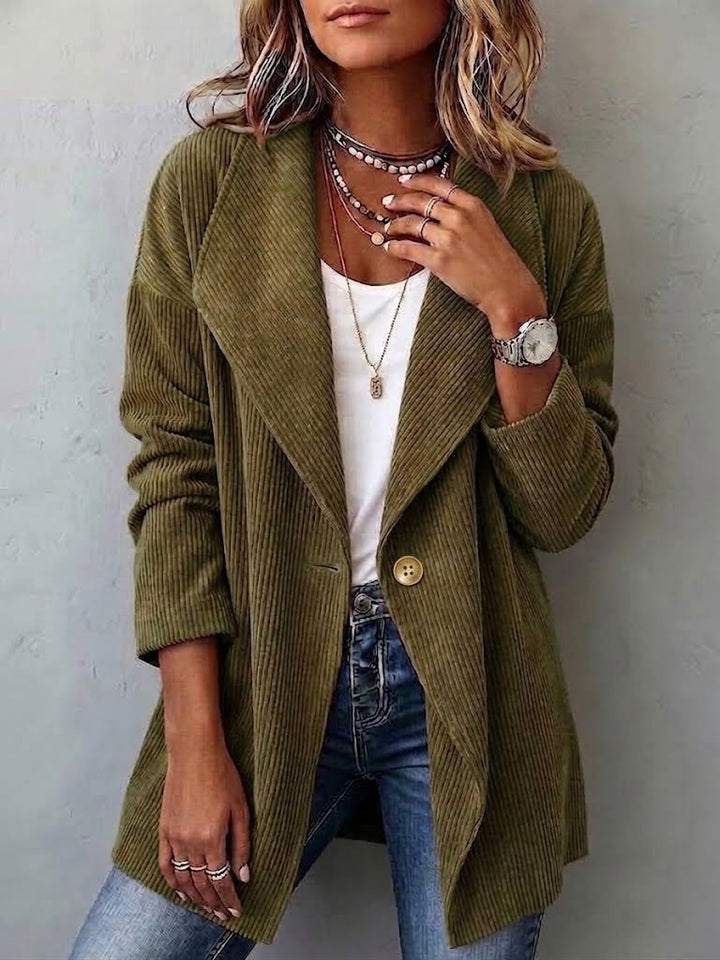 Single-Button Corduroy Jacket Green