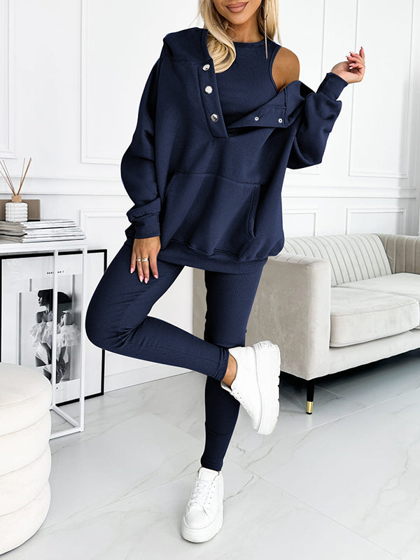 Casual and Comfortable Three-piece Sweatshirt Set
