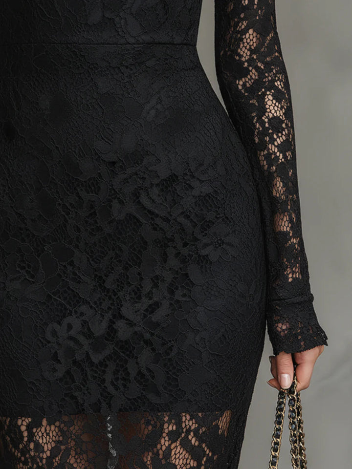 Clarissa | Elegant Lace Fishtail Maxi Dress