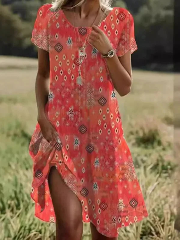AILLEN - Printed Bohemian Dress