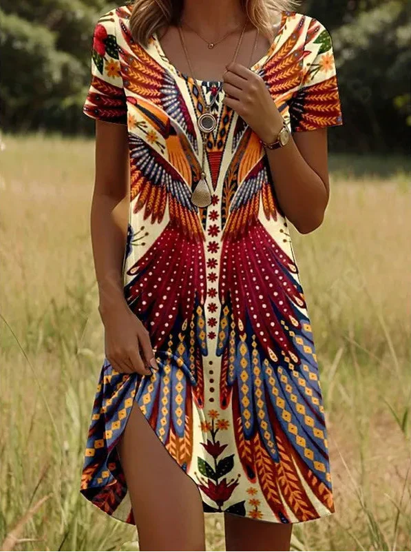 AILLEN - Printed Bohemian Dress
