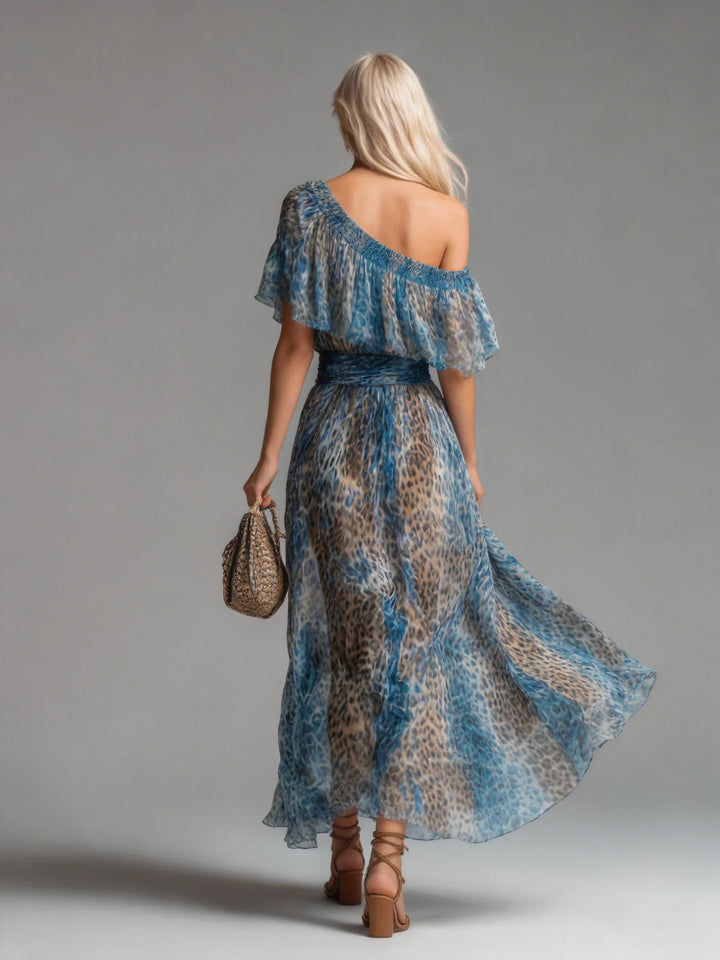 Amara | One-Shoulder Leopard Print Maxi Dress