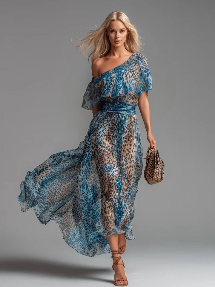 Amara | One-Shoulder Leopard Print Maxi Dress