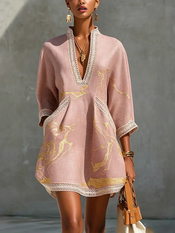 Gussie™ Embroidered V-Neck Tunic Dress