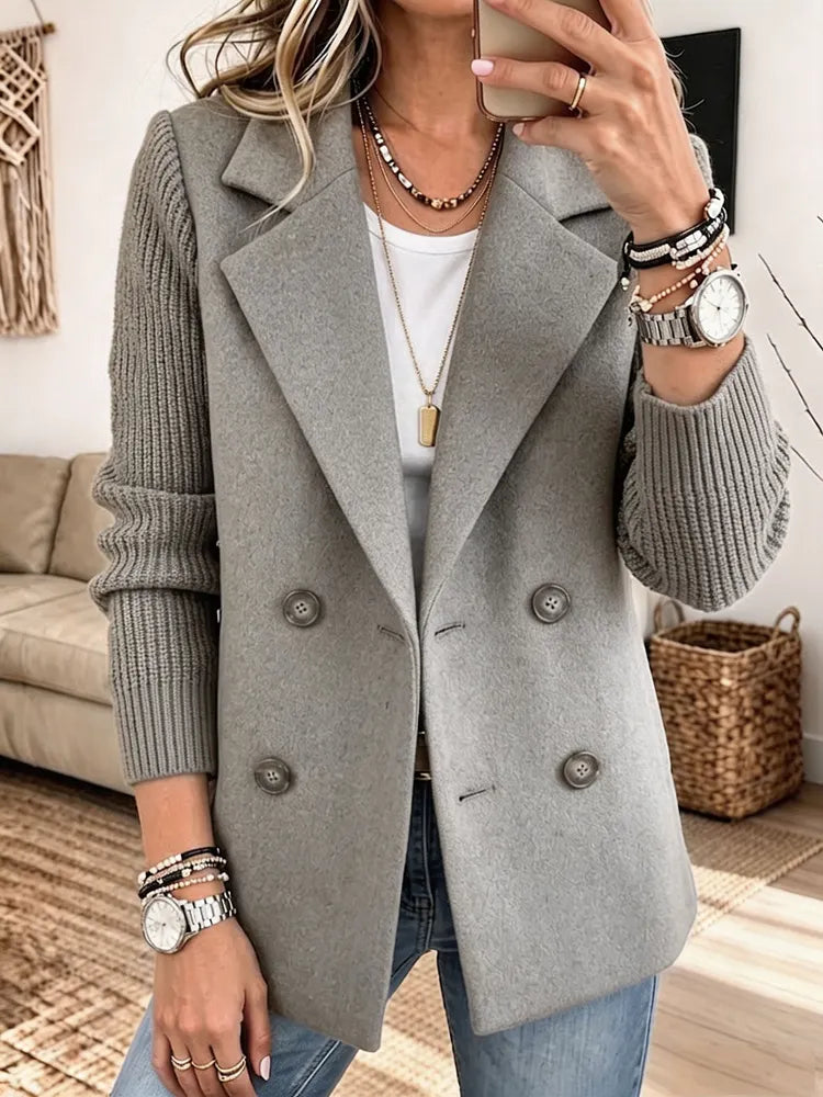 Women's Mixed Media Blazer Grey