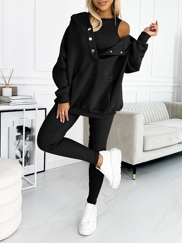 Casual and Comfortable Three-piece Sweatshirt Set