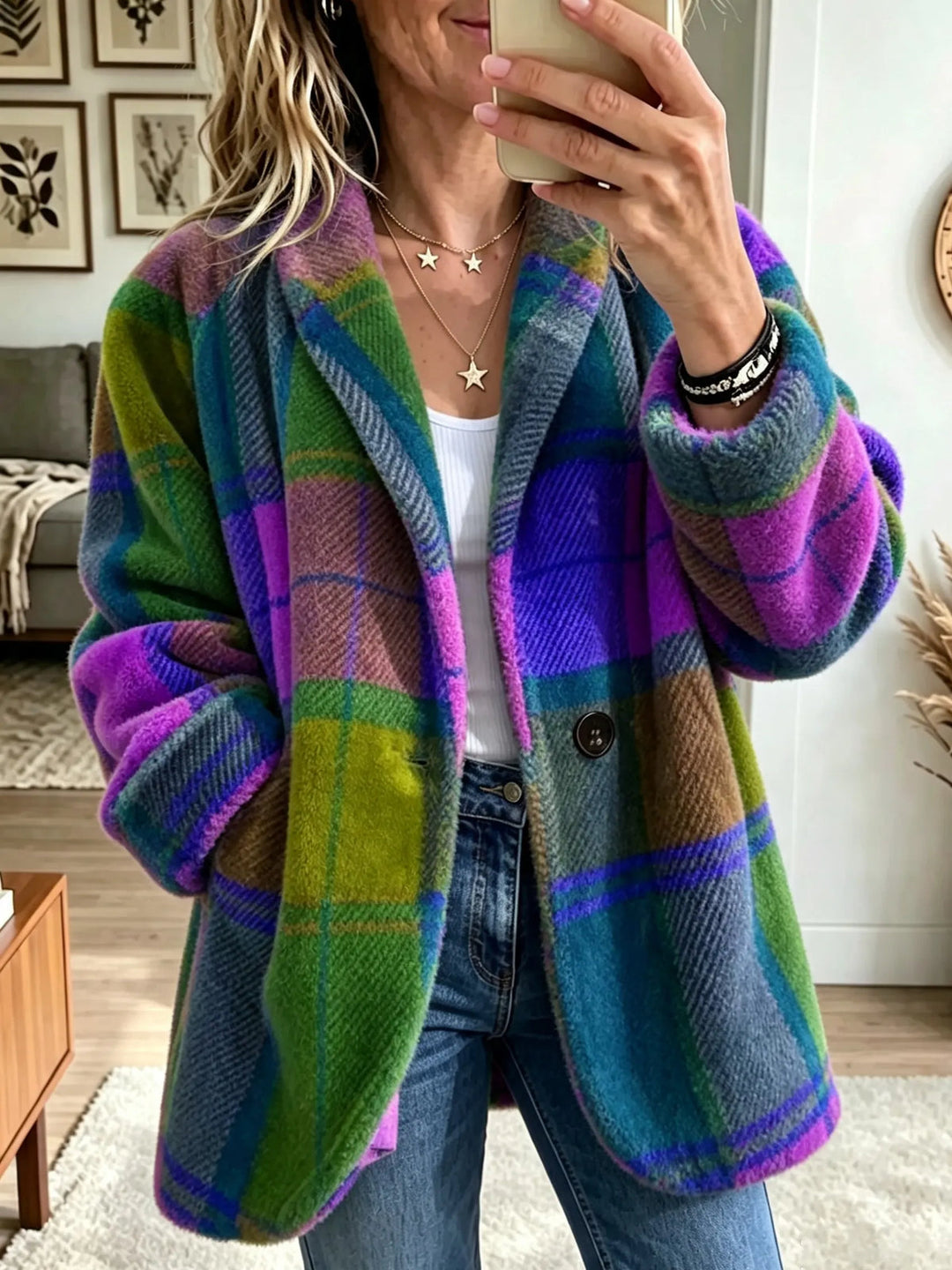 Arka Multicolor Plaid Coat Neptune