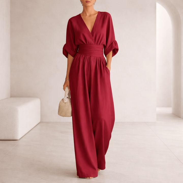 Elira | Essential V-Neck Wide-Leg Jumpsuit